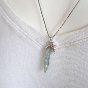Sterling and blue kyanite spike necklace